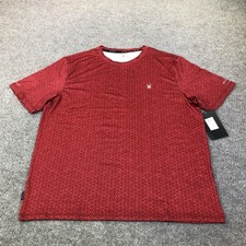 Spyder Rash Guard Shirt Mens Large Red Geometric UPF 30 Quick Dry Swim S627A30