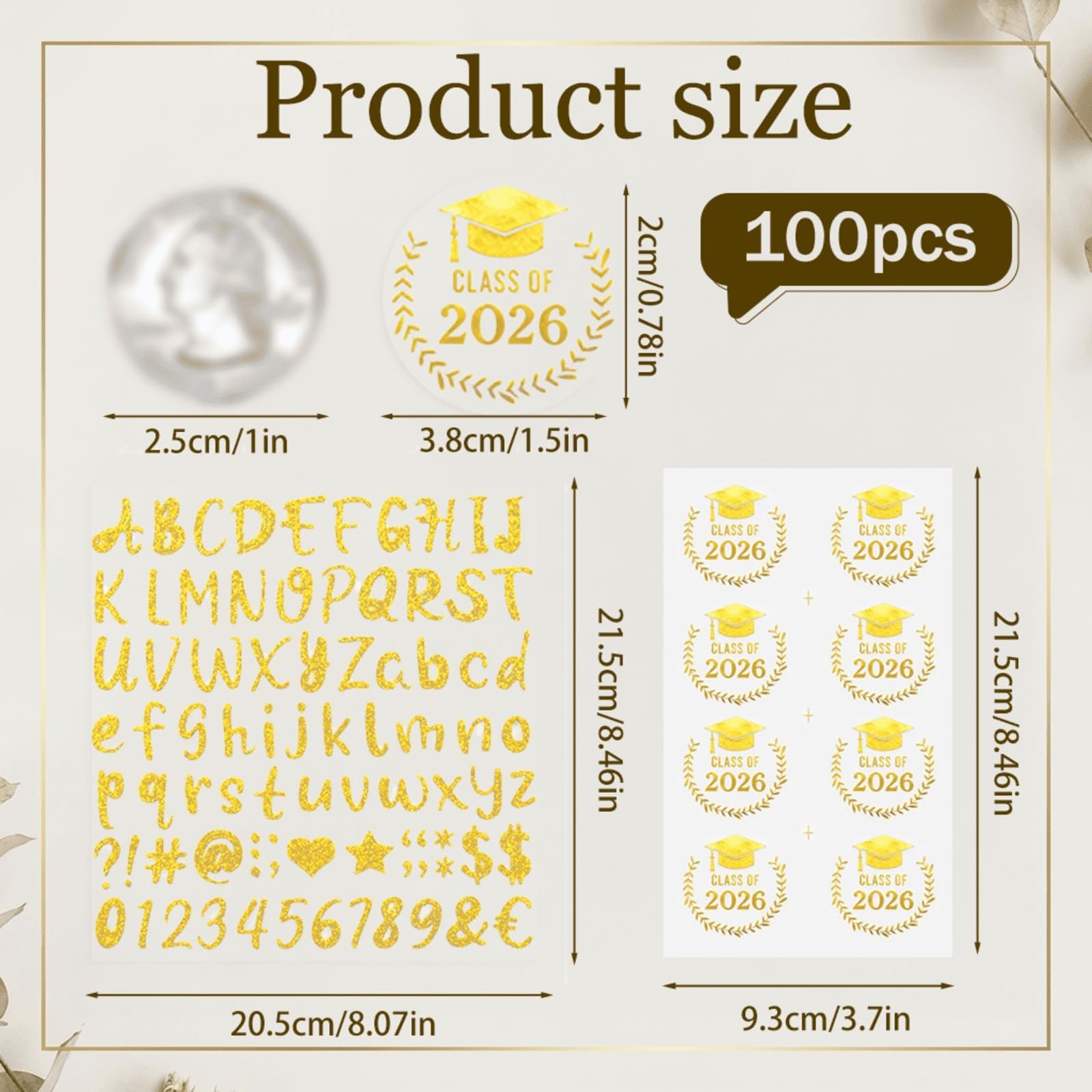 Graduation Program Stickers ZJO 435 PCS Graduation Stickers Class of 2026, Transparent Gold Foil ...