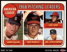 1969 Topps #9 Denny McLain AL Pitching Leaders 7 - NM