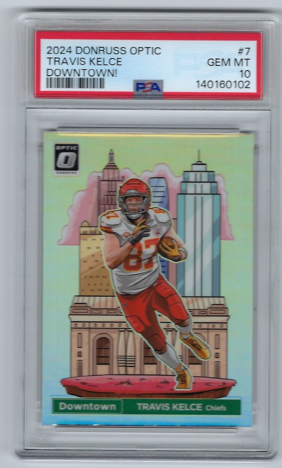 Panini Donruss Optic 2024 Travis Kelce #7 Downtown! PSA 10 Kansas City Chiefs