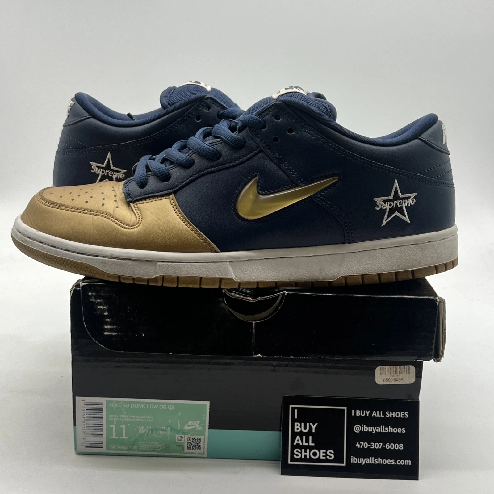Taille 11   Nike Supreme x Dunk SB QS Low Metallic Gold (CK3480 700)