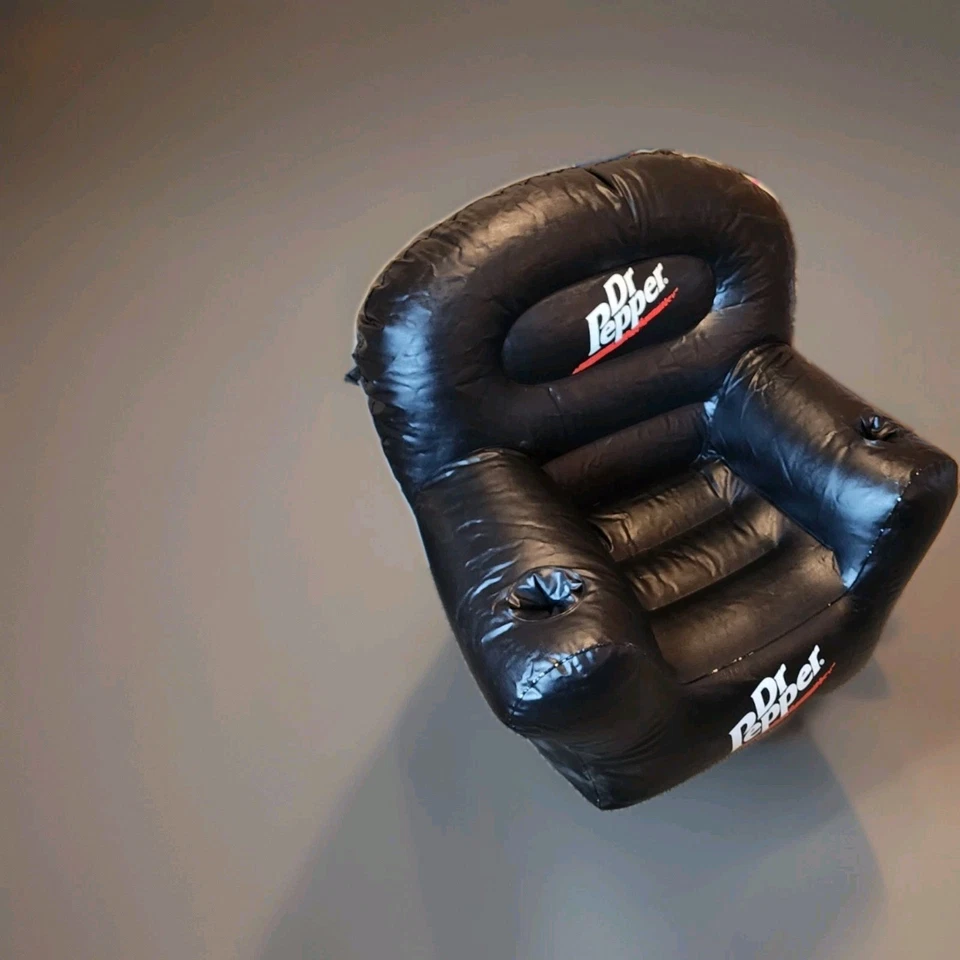 Vintage Dr Pepper Promotional Inflatable Heavy Duty Black Vinyl Chair - Image 4 of 4