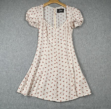 Reformation Cream Red Floral Mini Summer Dress Rosebud Print Romantic Y2K Sz 2