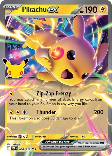 Pokemon Pikachu ex (54/162) 30th Celebration NM HOLO