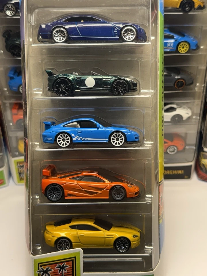 Paquete de 5 Hot Wheels HW EXOTICS Cadillac Jaguar Porsche 911 McLaren F1 Aston Martin Foto 3 de 4