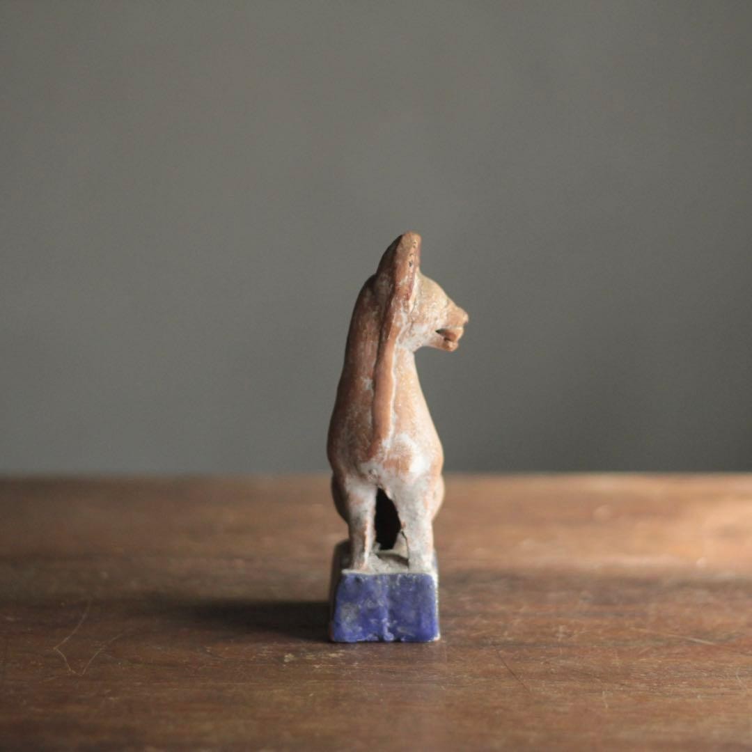 Inari Fox God Statue Pottery Antique Japanese Meiji Era Shinto Shrine 6 inch