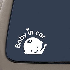 Safety Sign Baby in Car Decal Car Sticker Premium Quality White Vinyl Decal