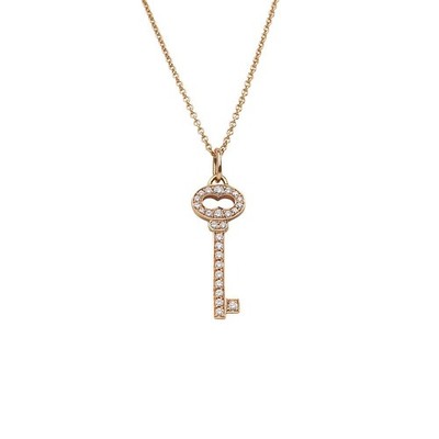 Tiffany & Co Roségold Oval Mini Schlüssel Anhänger Diamant Halskette 34461 128267041