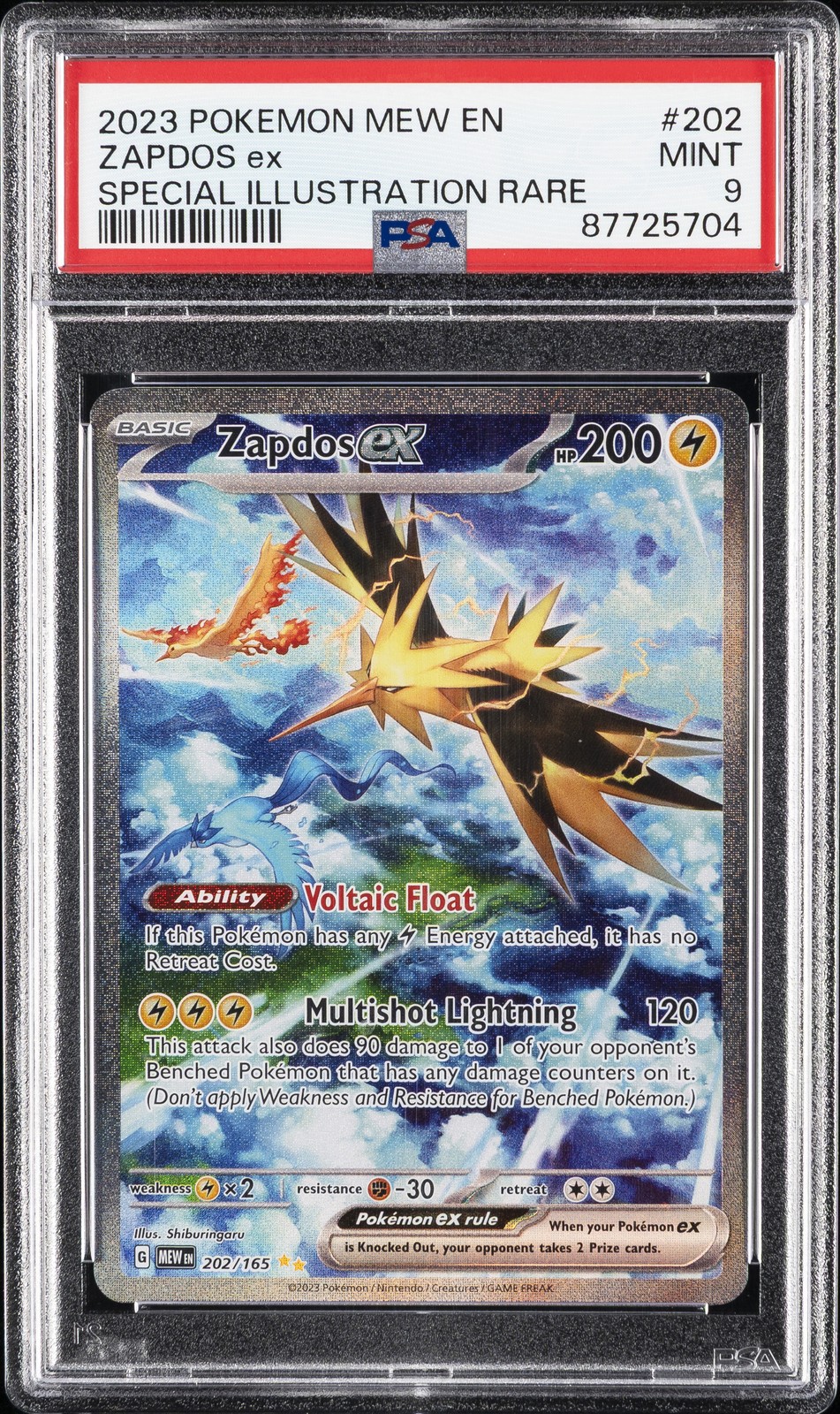 2023 POKEMON MEW EN-151 SPECIAL ILLUSTRATION RARE #202 ZAPDOS EX PSA 9