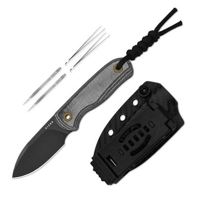 KIZER Drop Bear Fix S45VN Micarta All Black Full Tang Messer42a Pinzette 1094A4