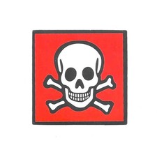 Skull and Crossbones Sign Vinyl Sticker Red Warning Hazard Laptop Mug Case