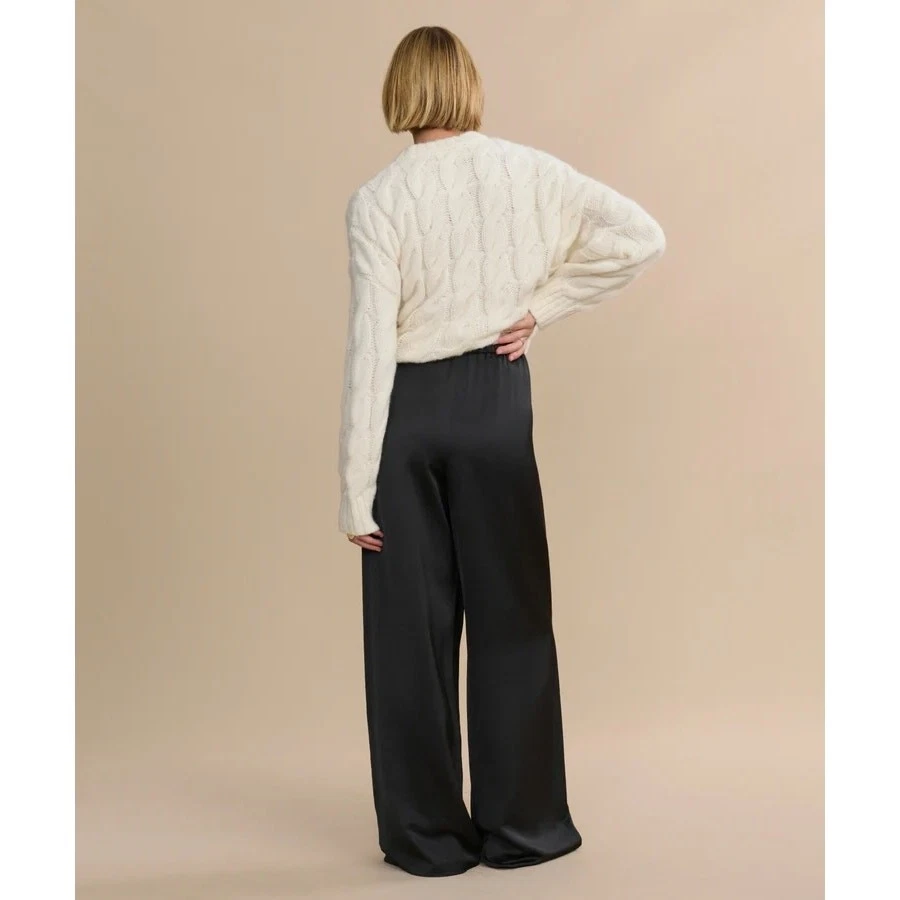 Pantalón Jenni Kayne Demi Negro Mezcla de Rayón Sedoso Pierna Ancha Pantalones Nuevos con Etiquetas Foto 3 de 4