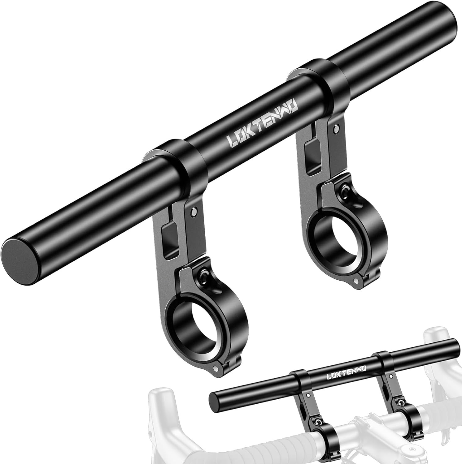 Bike Handlebar Extender 11.8" Aluminum Dual-Clamp Mount Base for MTB Motorcycle