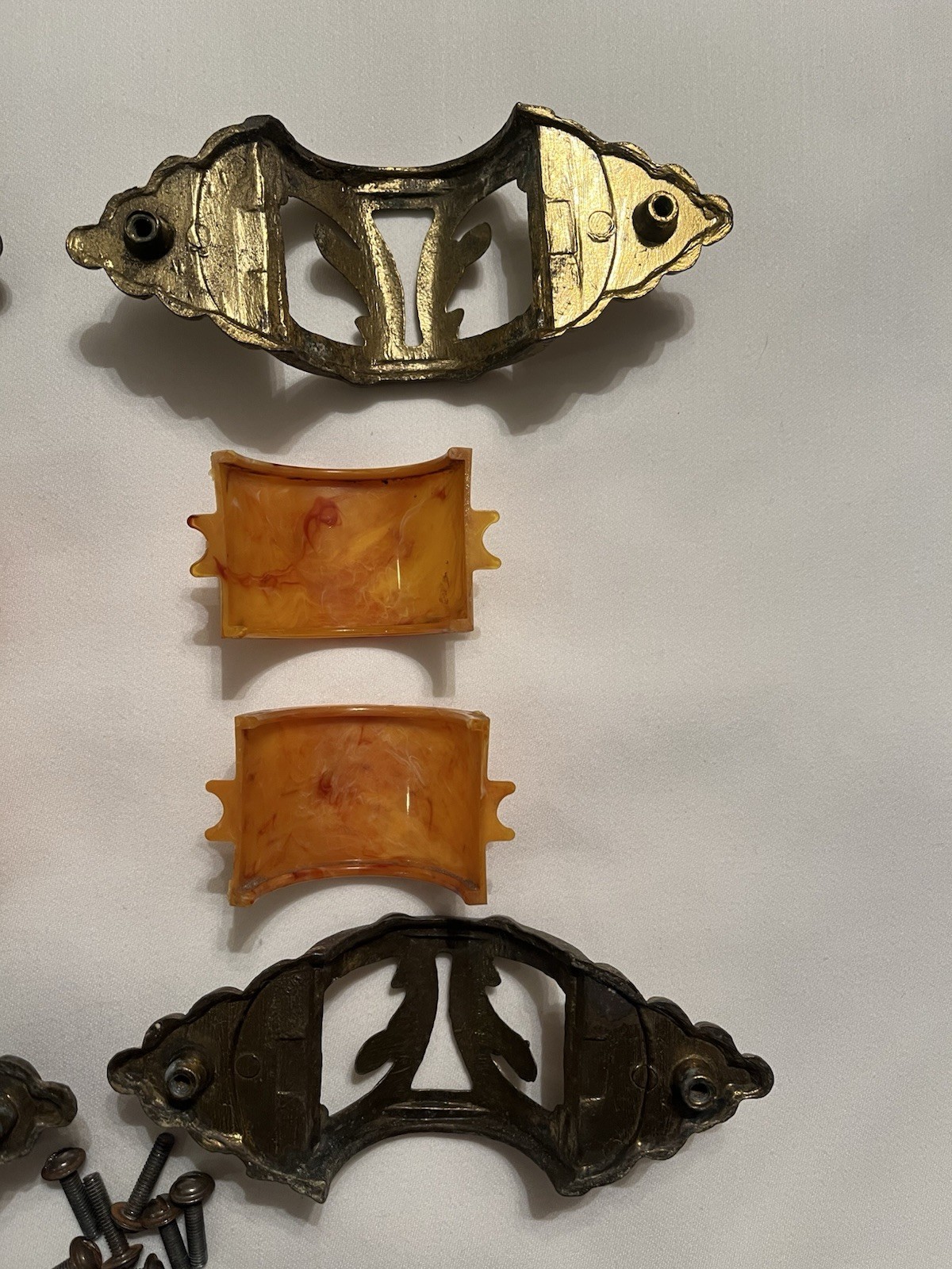 Waterfall Dresser Pulls - 1920’s Or 1930’s - Celluloid or Bakelite & Metal