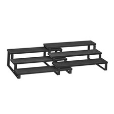 Display Risers, Set of 2 Engineered Wood 3 Tiers Ebony Black  Ink Black