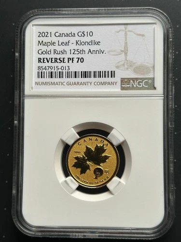 2021 CANADA $10 MAPLE LEAF - KLONDIKE GOLD RUSH 125th NGC REVERSE PF70 TOP POP