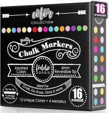 16 Pastel Chalk Markers with 6mm Reversible Bullet Chisel Tips