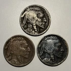 1923 P, 1924 P & 1937 P Buffalo Nickel Lot of 3 - Pr-AG