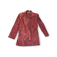 Vintage Harve Benard Burgundy Suede Double Breasted Blazer Jacket Sz M READ