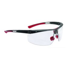 North Adaptec, Safety Glasses, Anti-Fog & Anti-Scratch, Clear Lens, Black/Red