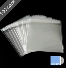 100 CD Mini-LP Sleeves: Adhesive Flap Resealable Wraps for Paper Jacket CD Album