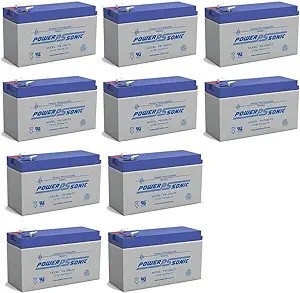 Power-Sonic PS-1290F2 12V 9Ah F2 AGM Rechargeable Batteries - 10 Pack