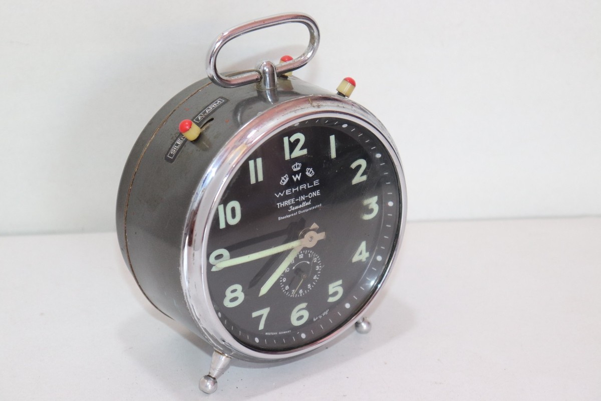 Vintage WeHRLE Three In One Mechanical Alarm Clock Made In Western