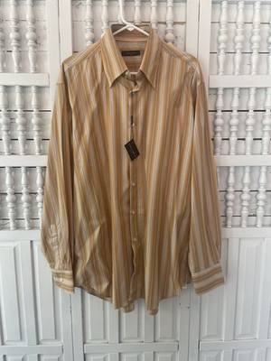 New Equilibrio men's  XL striped Fiorentino Italian long sleeve dress shirt, N5