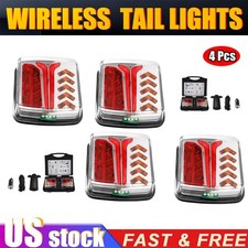 2/4x Wireless Magnetic Trailer Lights  Rechargeable LED TailLight Kit For Trailer