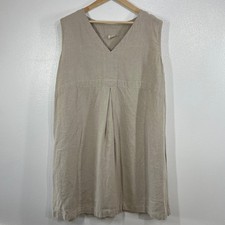 Linenbee 'Lynette' Linen Pinafore Tunic Midi Dress XL Light Taupe Minimal A-Line