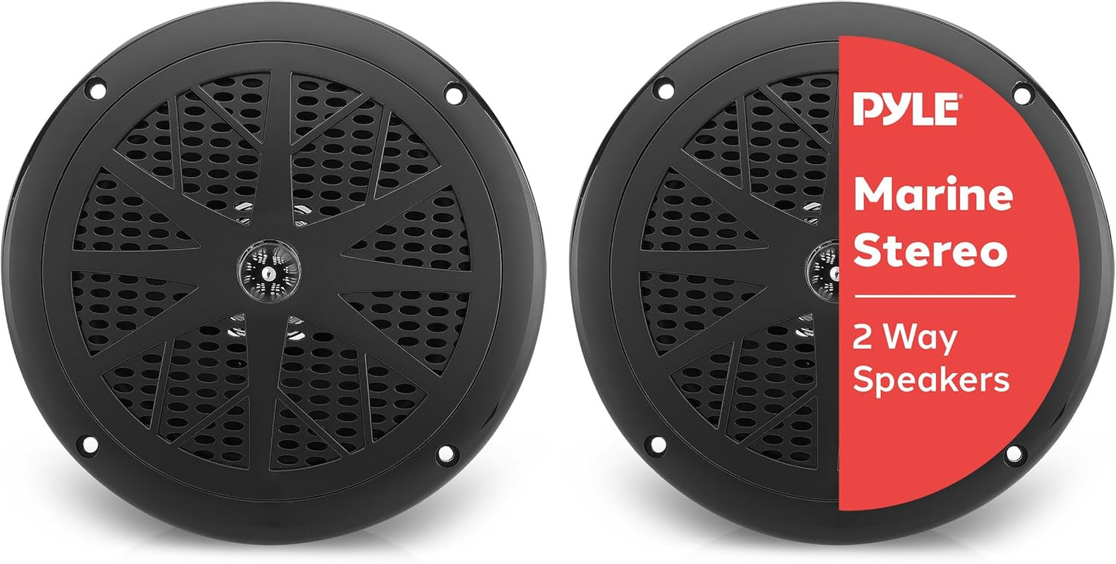 Pyle 6.5 Inch Dual Marine Speakers - 2 Way Waterproof and Weather Resistant Outd
