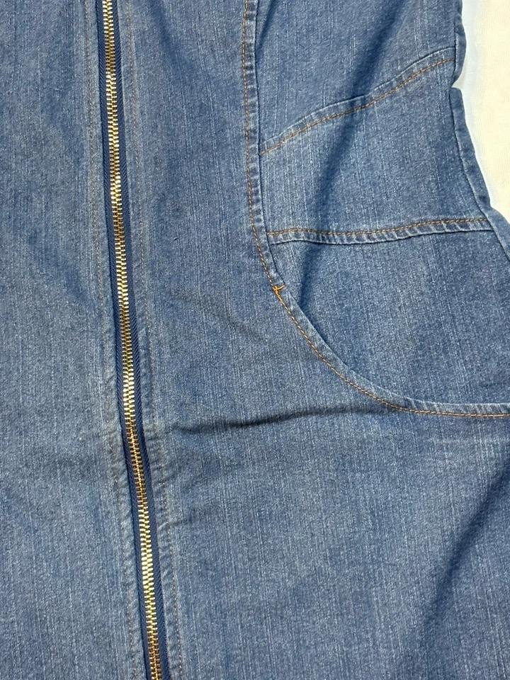 Venus Denim Dress Women’s M Zipper Front Pockets Sleeveless Western - Image 2 of 4