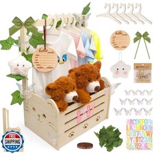 FVNPIHAM Wooden Baby Shower Crate Closet, Cute Cat Baby Shower Closet Basket