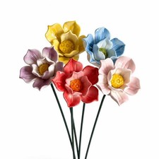 5 St&uuml;ck Keramikbl&uuml;te mit Stiel Langlebig Kunstblume Pflegeleicht f&uuml;r Tischdeko