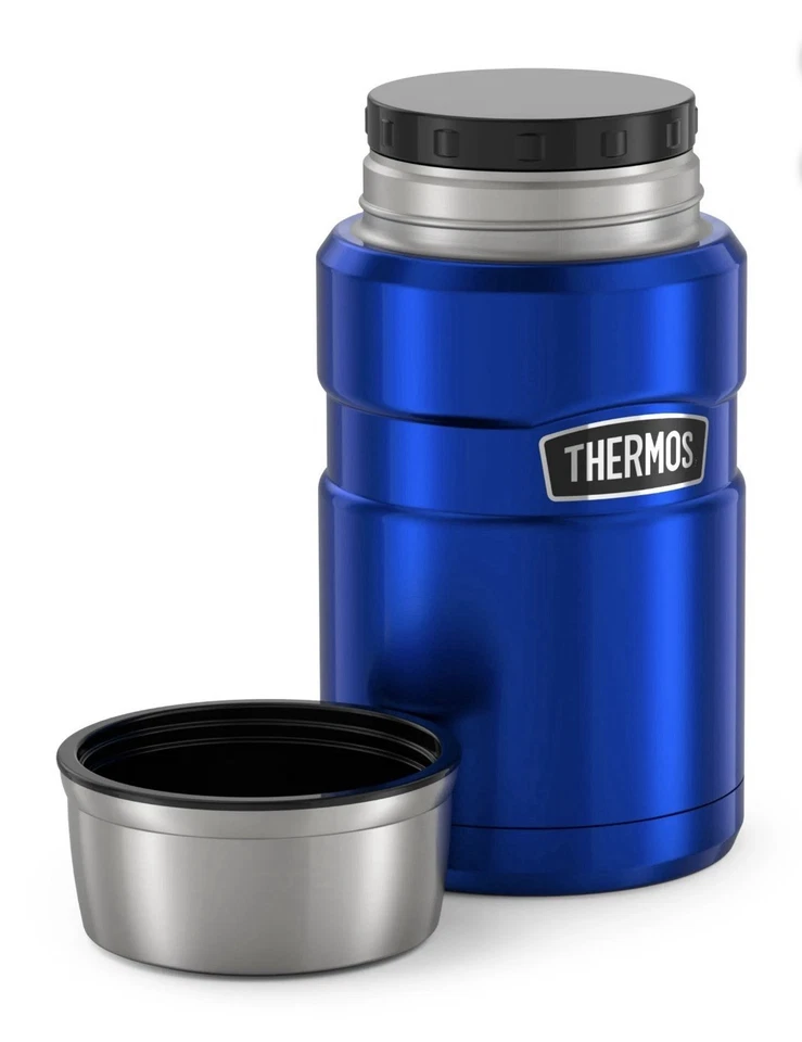 Termo de acero inoxidable King tarro de alimentos aislado al vacío/mantener artículos calientes/azul frío 24 oz Foto 2 de 4