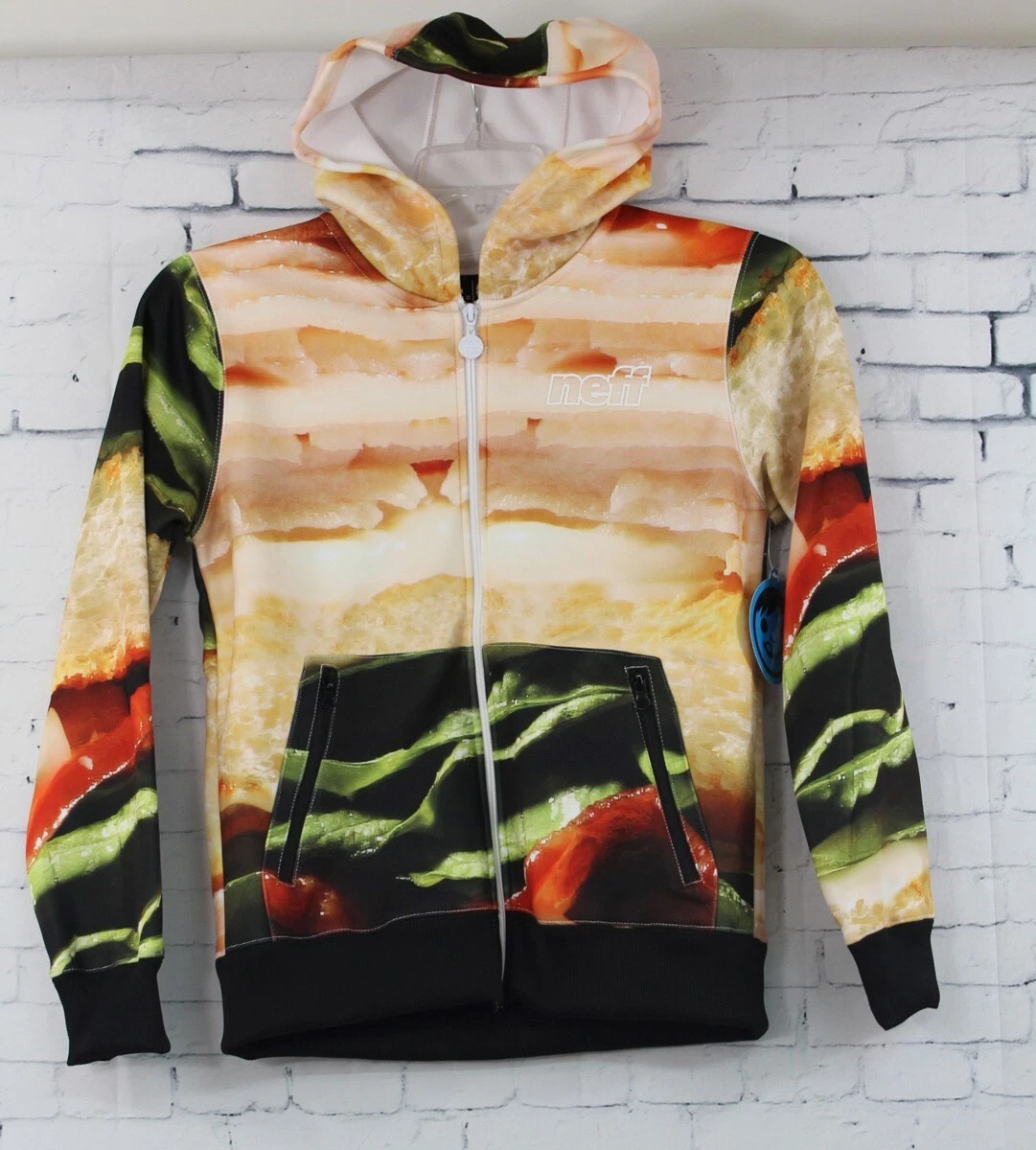 Neff Pop Shred Zip Up Bonded Fleece Hoodie Boy s Youth Medium