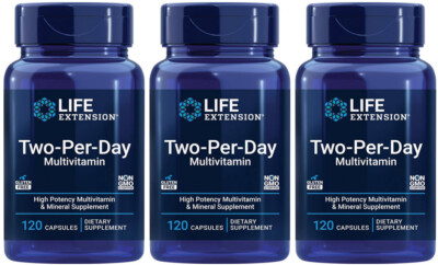 TWO PER DAY MULTIVITAMIN 360 Cap VITAMINS B, C, D, ZINC, MINERAL  LIFE EXTENSION