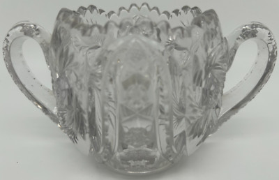 Open Sugar Bowl~Wiltec Clear by McKee~Double Handled~Sawtooth
