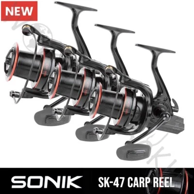 SONIK SK47 7000 Reel x3 Carbon Big Pit Carp Fishing Long Aluminium Spool