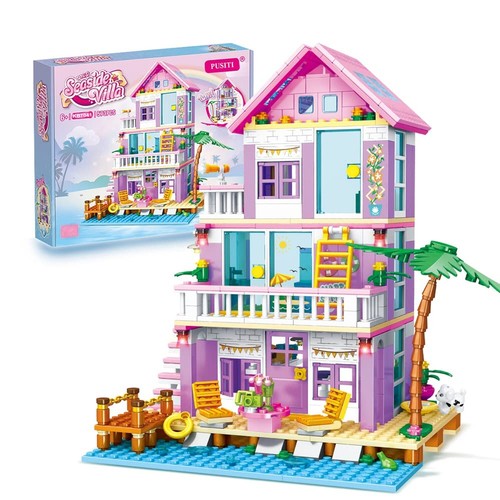 Girls Building Blocks House Toys 573 Pieces Seaside Beach Villa Friends Build...