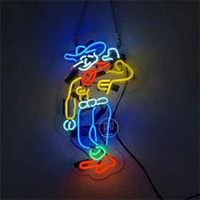 Las Vegas Cowboy Casino Glass Neon Light Sign Wall Hanging Nightlight 20"x16"