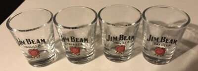 Lot OF 4 JIM BEAM VANILLA 1.5 OZ SHOT GLASS BRAND NEW NEVER USED Collectible