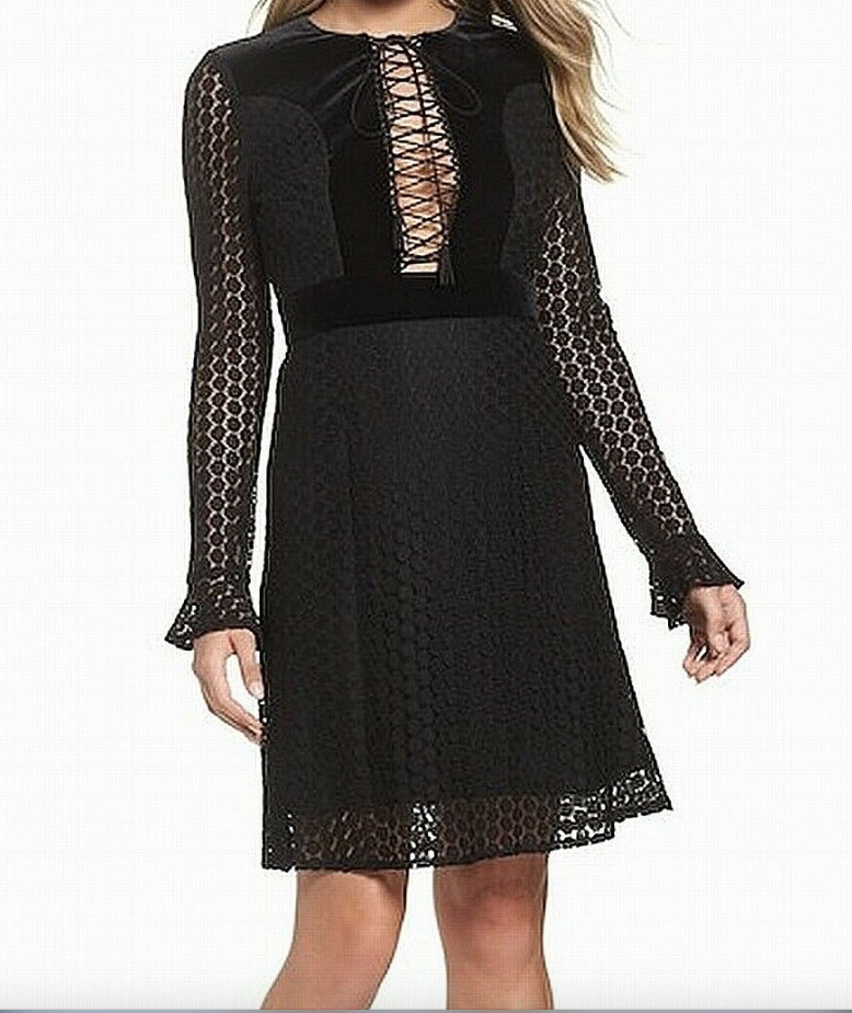 FOXIEDOX DOTLACE PLUNGE VELVET SHEATH BLACK DRESS sz S | eBay