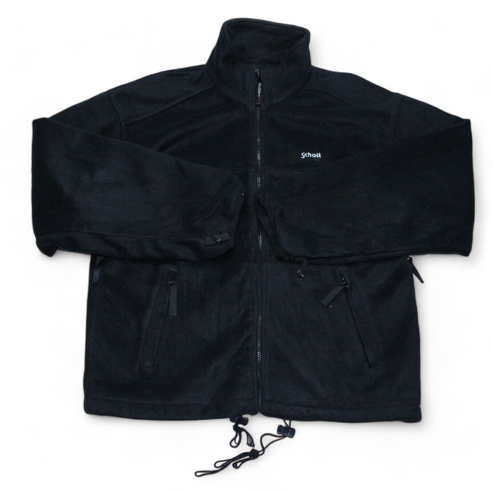 Schott Heavy Fleece Sweatshirt Mens Relaxed Large Black Zip Up Outdoors Vintage