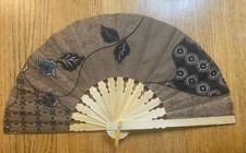 Fan Hand Bamboo Cloth Tan Handmade Indonesia New Avenico Summer Fashion 76