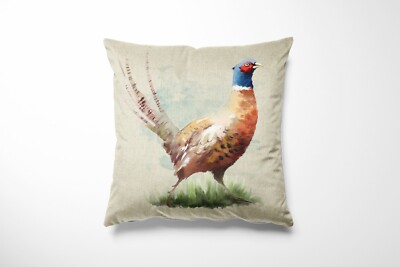 Pheasant Country Creature Linen Look Cotton Rich Fabric Cushion