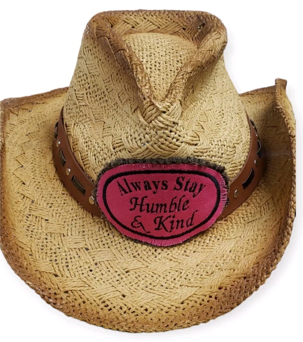 Pinky Bolle Women’s Western Distressed ￼ Festival Hat Always Be Humble and  Kind