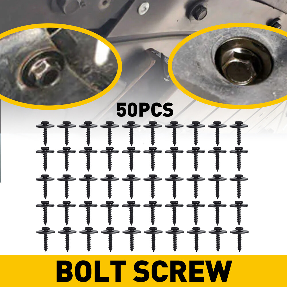 50 Metal Black 18mm Screw Body Fender Liner Bumper Cover Hood Retainer Clips M