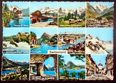 Multiple Views of Switzerland, Chateaus, Towns, Rivers, Bern, St. Moritz & More