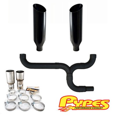 10'' Miter Cut Black Double Stack Stainless Pypes Exhaust Dodge 2500 3500 Diesel